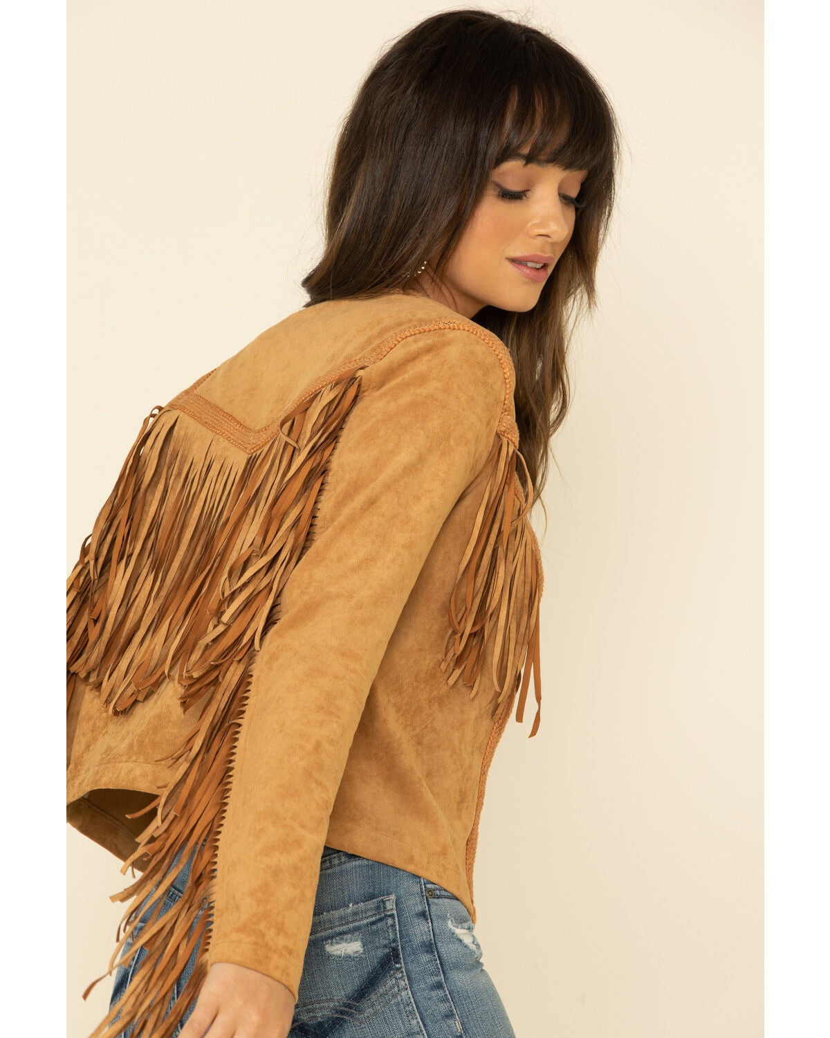 fringe faux suede jacket