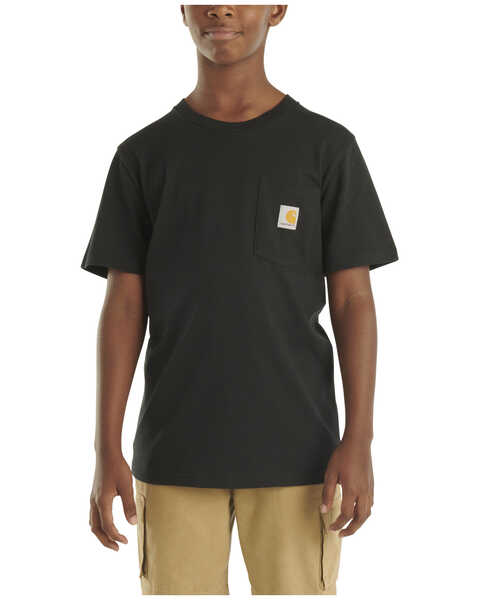 Carhartt Boys' Solid Short Sleeve Pocket T-Shirt , Black, hi-res