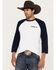 RANK 45 Men's Raglan 3/4 Sleeve Graphic T-Shirt, White, hi-res