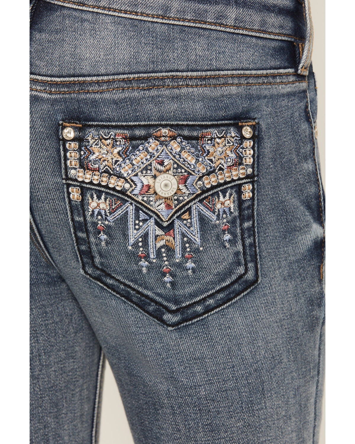 Image #4 - Shyanne Girls' Shay Medium Wash Southwestern Pocket Bootcut Stretch Denim Jeans, Medium Wash, hi-res