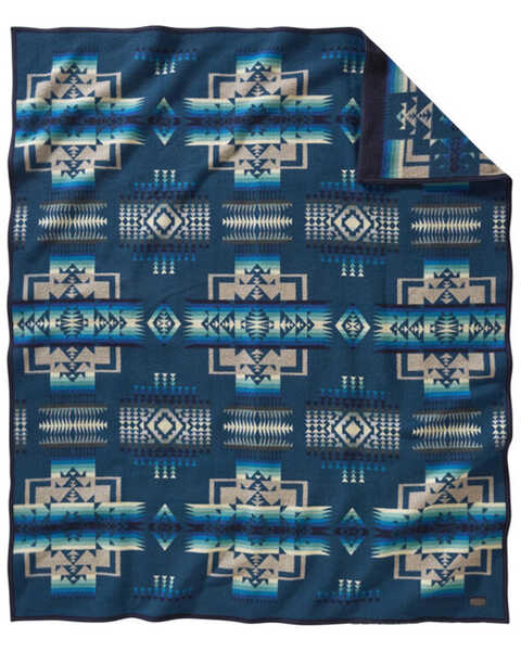 Image #1 - Pendleton Chief Joseph Jacquard Aegean Blanket - Twin, Blue, hi-res