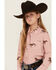 Image #2 - Roper Girls' Running Horse Print Long Sleeve Snap Western Shirt, Pink, hi-res