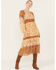Image #1 - Miss Me Women's Floral Print Long Sleeve Midi Dress, Rust Copper, hi-res