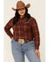 Rough Stock by Panhandle Women's Chamisa Ombre Plaid Long Sleeve Western Shirt - Plus, Burgundy, hi-res