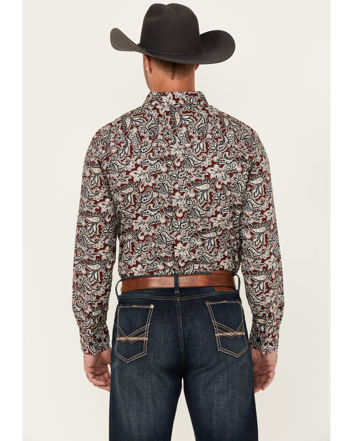 Image #4 - Cody James Men's Max Paisley Print Long Sleeve Button-Down Stretch Western Shirt, Burgundy, hi-res