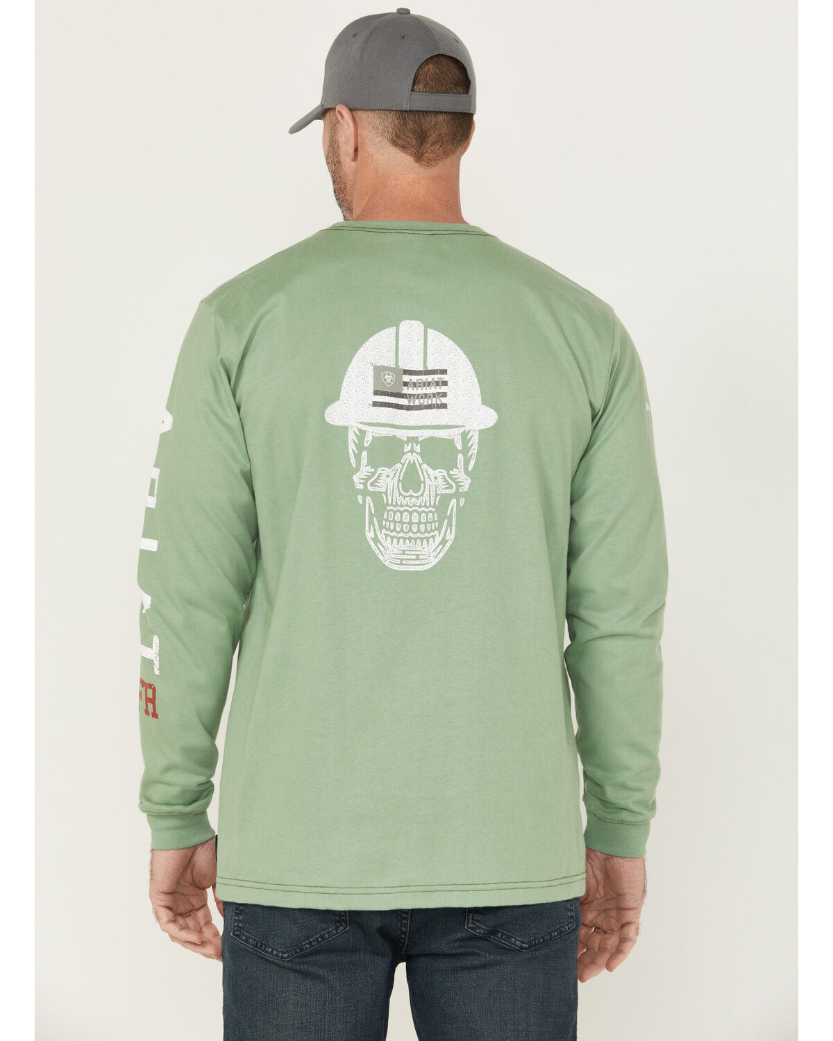 Ariat Men's FR Skull Logo Long Sleeve Graphic Work Shirt, Green, hi-res
