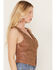 Shyanne Women's Embellished Leather Vest, Brown, hi-res