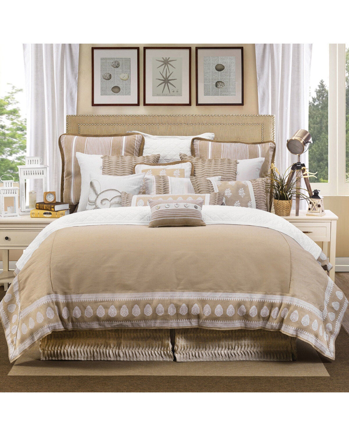 HiEnd Accents Cream Newport Duvet Cover Set - Thumbnail 3