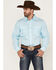 Panhandle Men's Cross Geo Print Long Sleeve Snap Western Shirt , Light Blue, hi-res