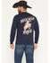 Image #1 - Cowboy Hardware Men's Buck Wild Ranch Long Sleeve Graphic T-Shirt, Navy, hi-res