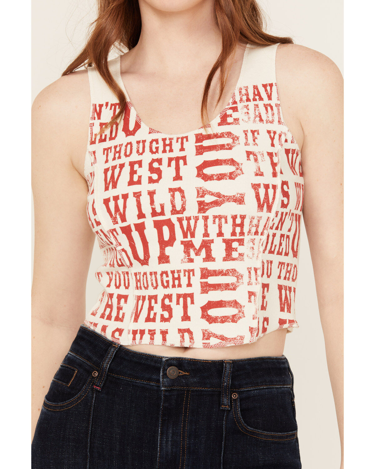 Image #3 - Idyllwind Women's Rhett The West Was Wild Graphic Rib Knit Tank, Ivory, hi-res