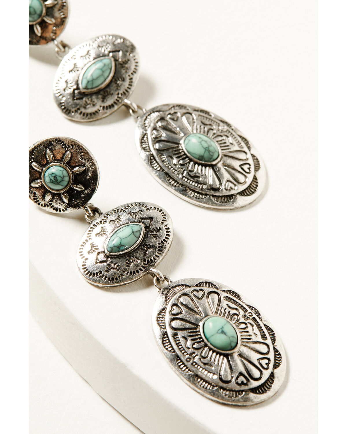 Image #2 - Shyanne Women's Antique Silver Concho Drop Earrings, Silver, hi-res
