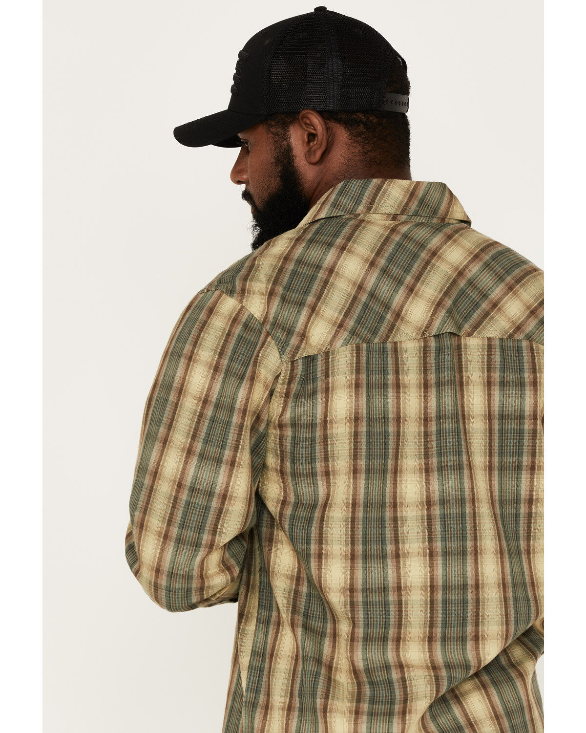 Image #4 - Resistol Men's Boulder Large Plaid Button Down Western Shirt, Sage, hi-res