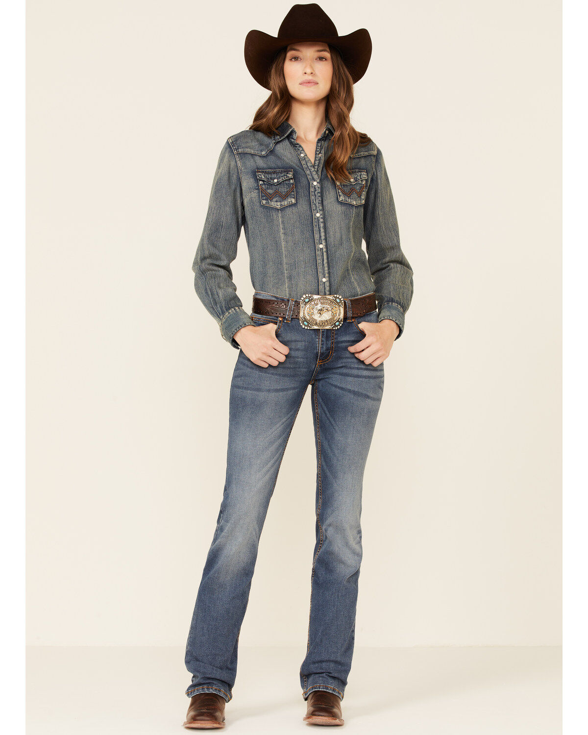 Image #1 - Wrangler Retro Women's Medium Wash Mae Bootcut Jeans, , hi-res