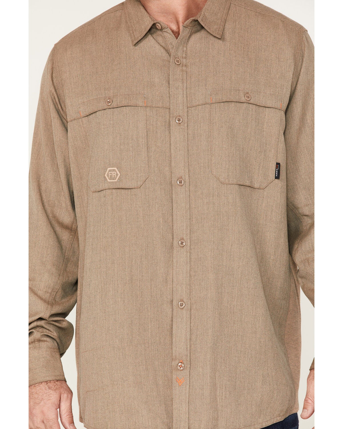 Image #3 - Hawx Men's FR Vented Solid Long Sleeve Button Down Work Shirt - Tall, , hi-res