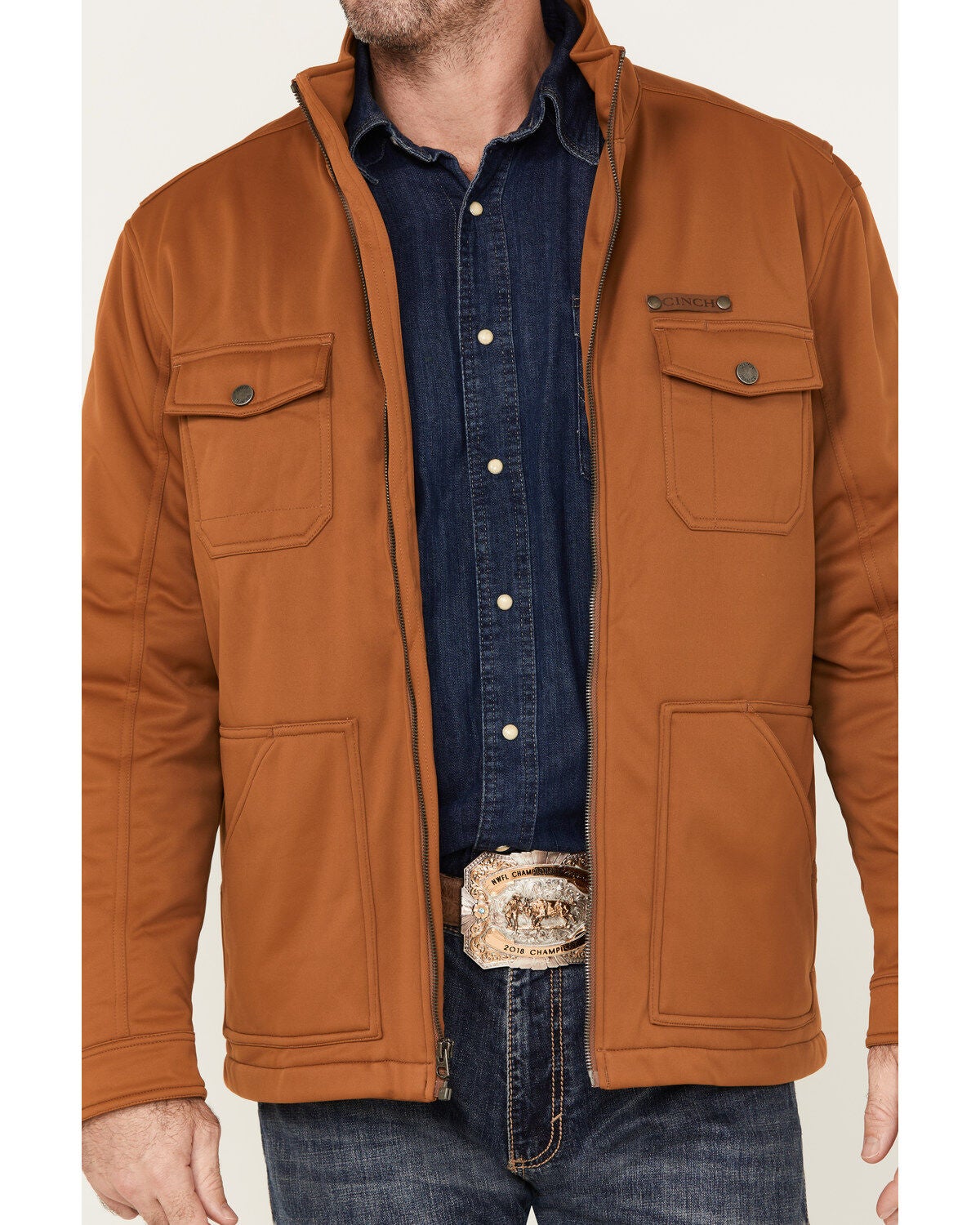 Image #3 - Cinch Men's Solid Conceal Carry Softshell Jacket, , hi-res