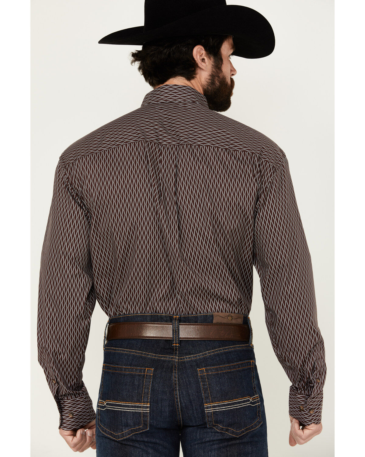 Image #4 - Wrangler Men's Classics Geo Print Long Sleeve Button-Down Western Shirt - Tall, Burgundy, hi-res