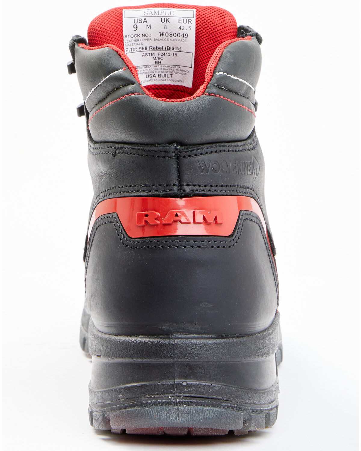 Image #5 - Wolverine x Ram Collection Men's Rebel Work Boots - Composite Toe, Black, hi-res