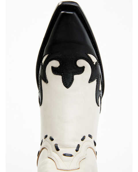 Planet Cowboy Women's Wingtip Leather Western Boot - Snip Toe , Cream/black, hi-res
