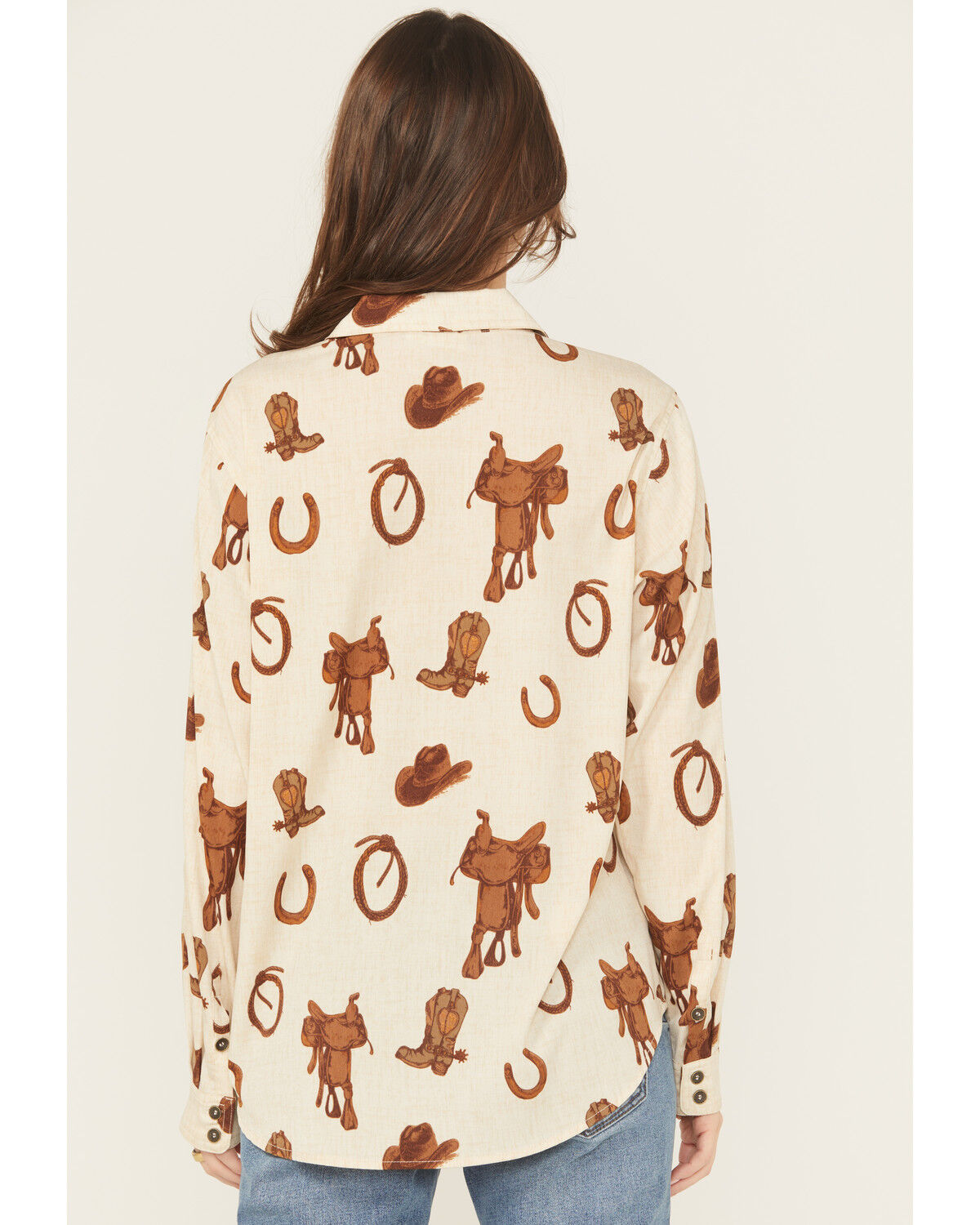Image #4 - Ariat Women's Homestyle Rodeo Print Long Sleeve Button-Down Western Shirt, Natural, hi-res