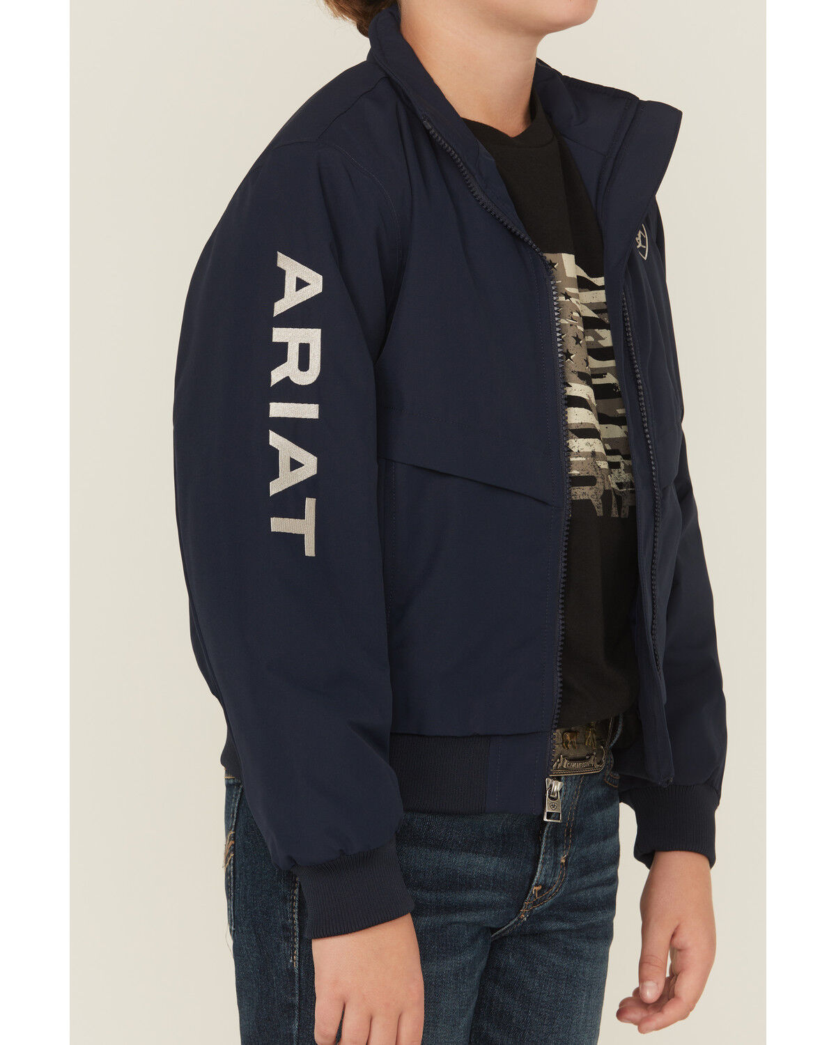 Image #3 - Ariat Boys' Stable Zip-Up Jacket, Navy, hi-res