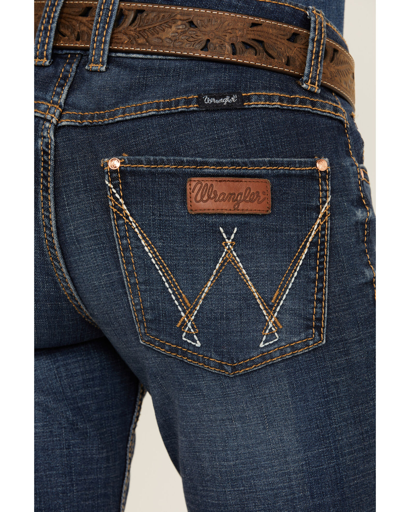 Image #4 - Wrangler Women's Mae Premium Patch Boot Cut Jeans, Blue, hi-res