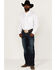Image #2 - RANK 45® Men's Solid Basic Twill Logo Long Sleeve Button-Down Western Shirt , White, hi-res