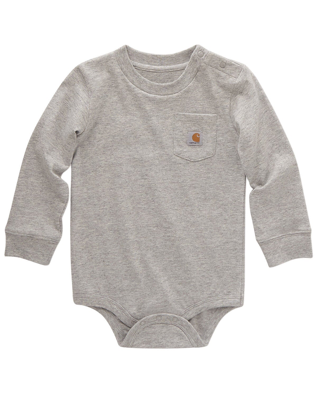 Carhartt Infant Boys' Logo Pocket Long Sleeve Onesie, Charcoal, hi-res
