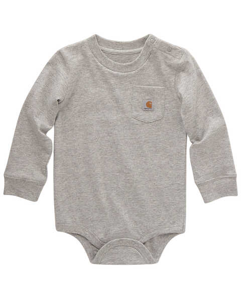 Carhartt Infant Boys' Logo Pocket Long Sleeve Onesie , Charcoal