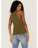 Panhandle Women's Halter Sweater Knit Tank, Olive, hi-res
