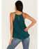 Eyeshadow Women's Floral Embroidered Tank Top, Teal, hi-res