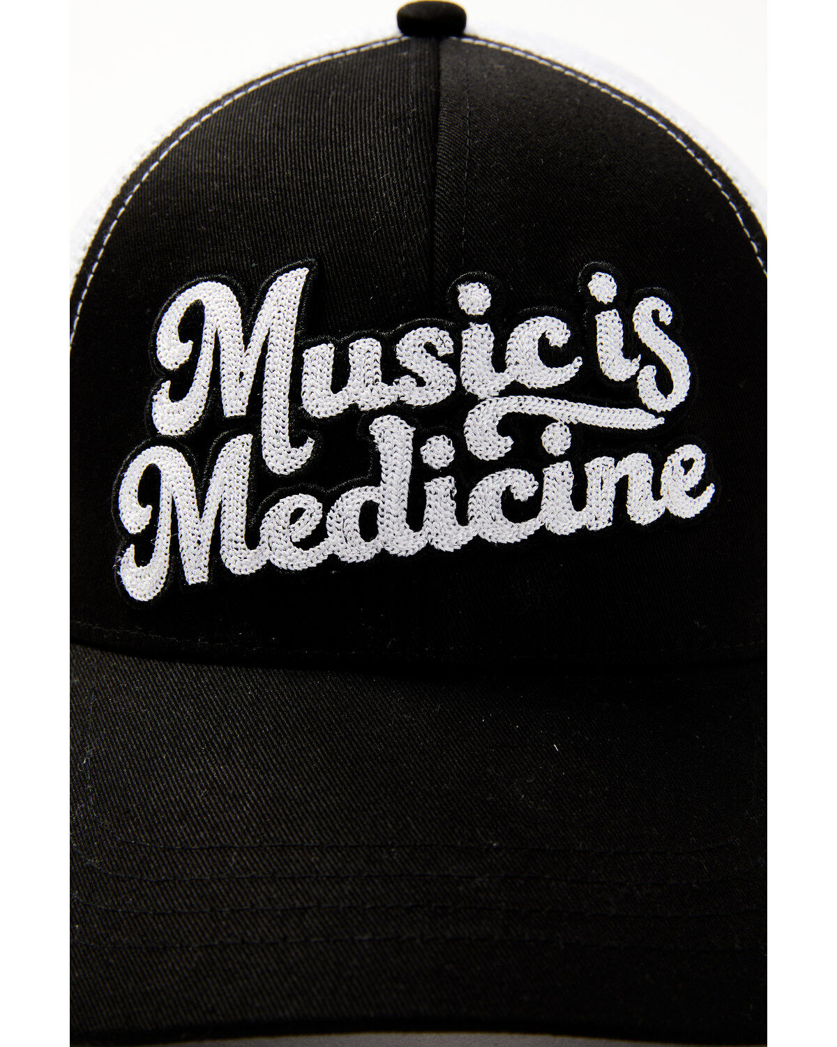 Image #2 - Idyllwind Women's Music Is Medicine Embroidered Mesh Back Ball Cap, Black, hi-res