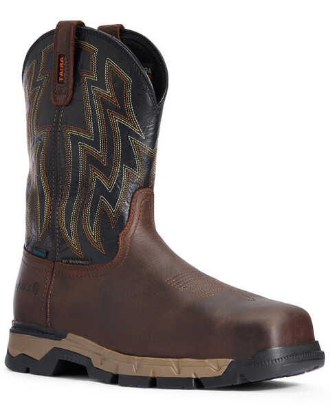 Ariat Men's Rebar Flex Waterproof Western Work Boots - Composite Toe, Brown, hi-res