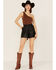 Mauritius Leather Women's Dija Leather Shorts, Black, hi-res