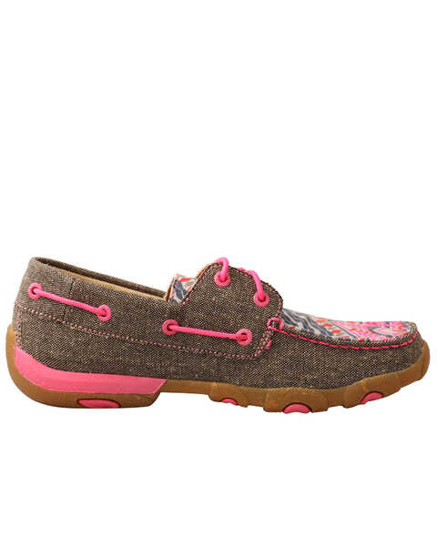 Image #2 - Twisted X Women's Eco Pink Multi Canvas Driving Shoe  - Moc Toe, , hi-res