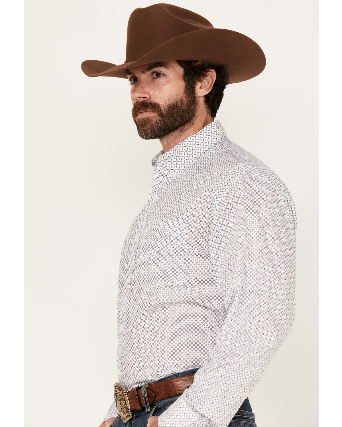 Product Name:  Wrangler Men's Geo Print Long Sleeve Button-Down Stretch Western Shirt
