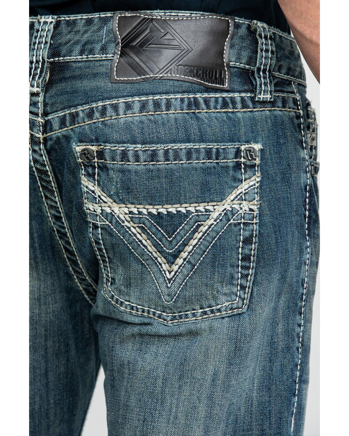Image #5 - Rock & Roll Denim Men's Pistol Med Bootcut Jeans, Blue, hi-res