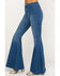 Image #3 - Free People Women's Dark Wash High Rise Just Float On Flare Jeans, , hi-res