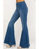 Image #3 - Free People Women's Dark Wash High Rise Just Float On Flare Jeans, Dark Blue, hi-res