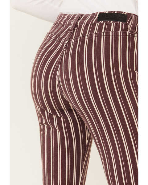 Image #4 - Rock & Roll Denim Women's Maroon Stripe Flare Jeans , , hi-res