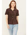 Image #1 - Molly Bracken Women's Short Sleeve Button-Down Shirt, Brown, hi-res