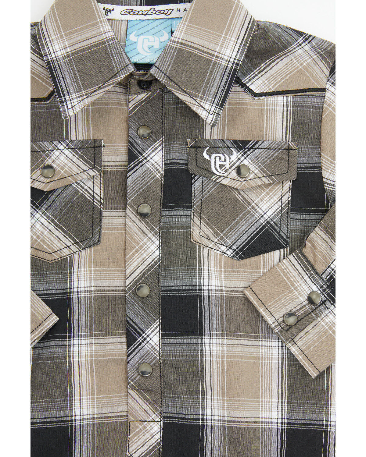 Image #2 - Cowboy Hardware Infant Boys' Hombre Plaid Print Long Sleeve Snap Stretch Onesie, Multi, hi-res