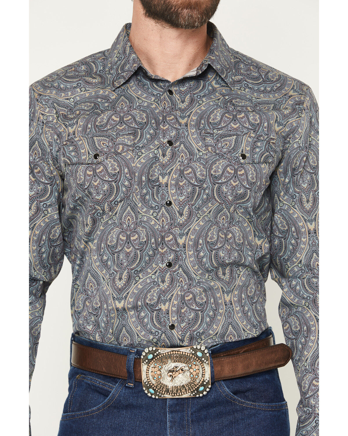 Image #3 - Gibson Trading Co Men's Paisley Power Paisley Print Long Sleeve Snap Western Shirt - Tall, Multi, hi-res