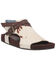 Dingo Women's Savannas Hair On Hide Buckle Side-Zip Leather Sandals, Brown, hi-res