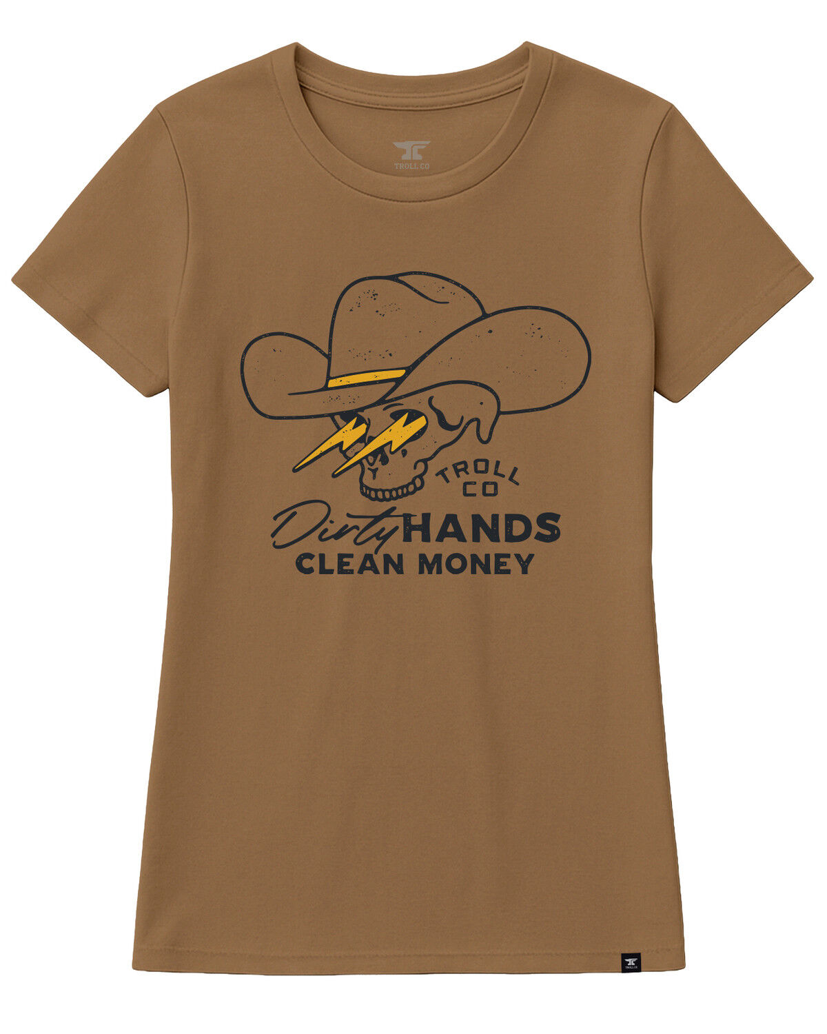 Image #1 - Troll Co Women's Savage DHCM Short Sleeve Graphic Tee, Tan, hi-res