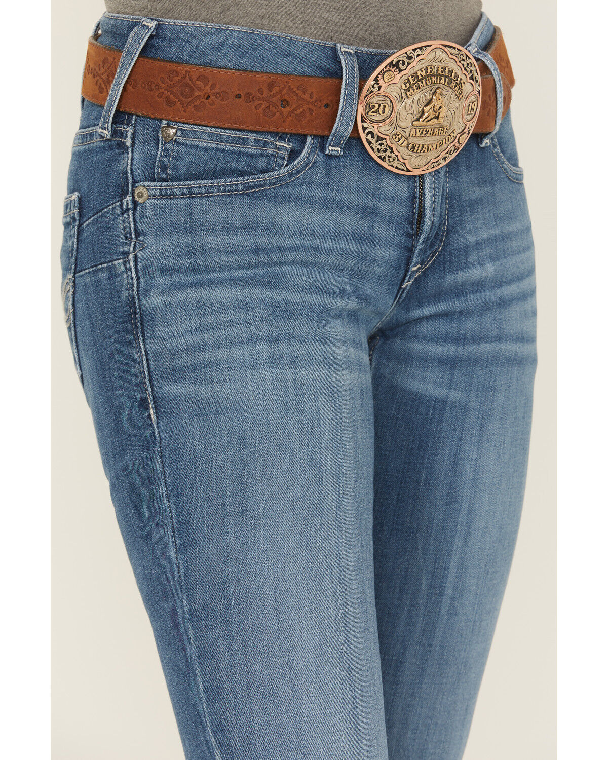 Image #2 - Ariat Women's Mid Rise Patricia Stretch Main Bootcut Jeans, Blue, hi-res
