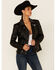 Mauritius Leather Women's Kaye Star Outline Studded Zip-Front Leather Jacket , Black, hi-res