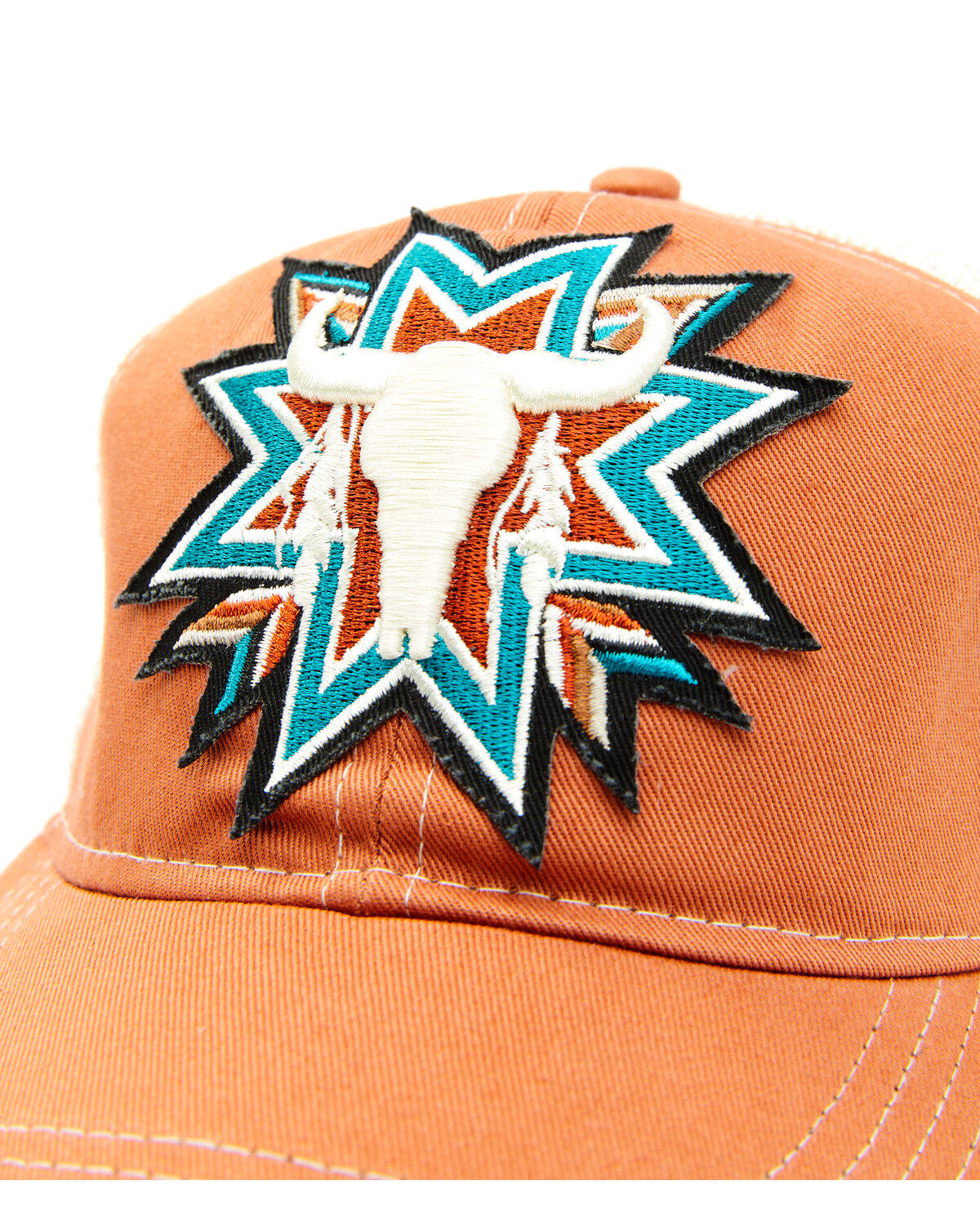 Image #2 - Shyanne Women's Southwestern Steerhead Embroidered Patch Mesh-Back Ball Cap, Chilli, hi-res