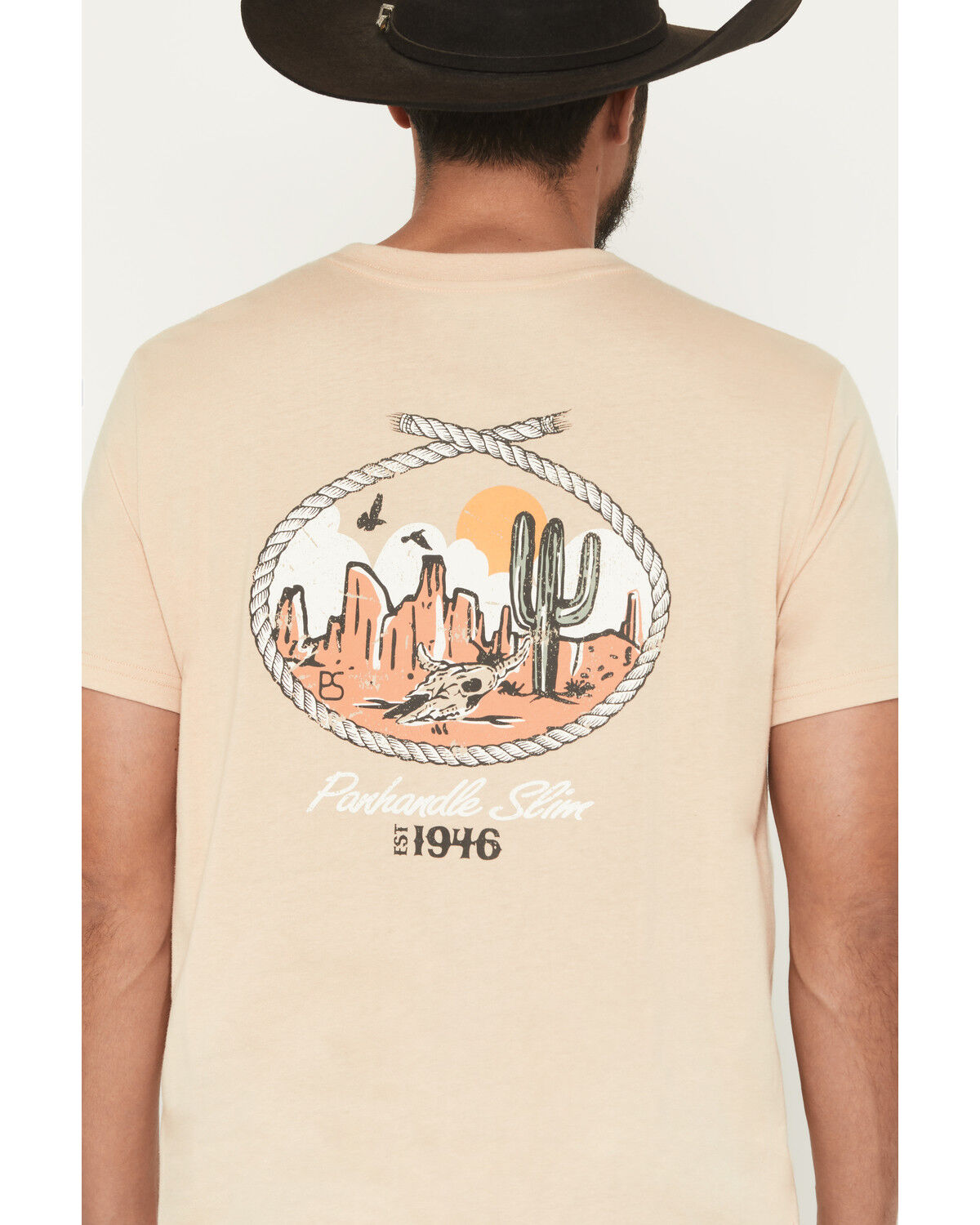 Image #4 - Panhandle Slim Men's Desert Short Sleeve Graphic T-Shirt, Taupe, hi-res