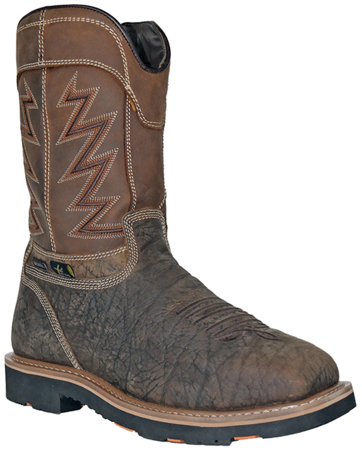 Hoss Men's Fracker Waterproof Metguard Wellington Work Boots - Composite Toe, Brown, hi-res